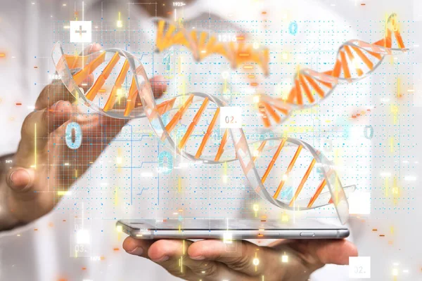 Closeup Illustrated Dna Hand — Stock Photo, Image