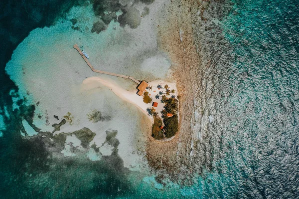 Aerial Top View Goff Caye Island Caribbean Sea Belize Central —  Fotos de Stock
