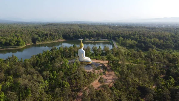 Aerial View Historic Gold Buddha Statue Wat Khao Chedi Temple — Stock Photo, Image