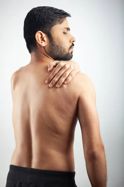 Human Body Part Injury Suffering Shoulder Blade Pain Scapula Inflammation — Stock Photo, Image