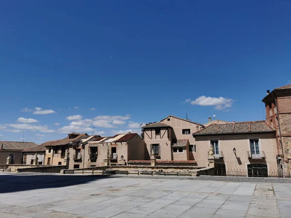 Old Apartment Buildings Segovia Blue Cloudy Sky Sunny Day — Stock Photo, Image