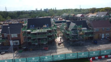Aerial view of a housing property development construction site