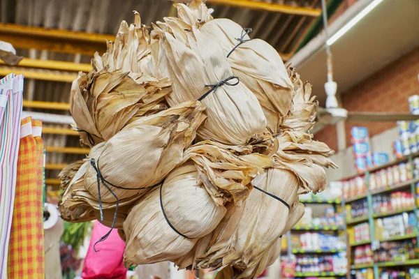Corn Husks Making Tamales Placed Shelf Sale Market — Foto de Stock