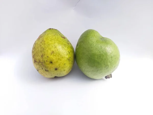 Top View Couple Green Mangoes White Background — Fotografia de Stock