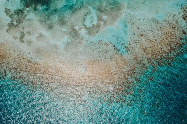 Amazing Aerial Top View Caribbean Sea Waves Washing Shore — Stock Photo, Image