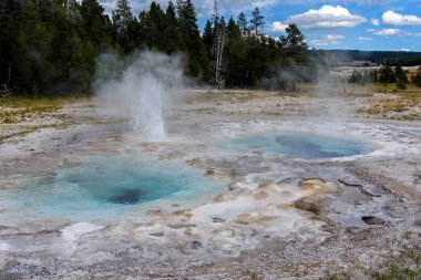 Yellowstone Ulusal Parkı, Wyoming ABD 'de renkli gayzerler