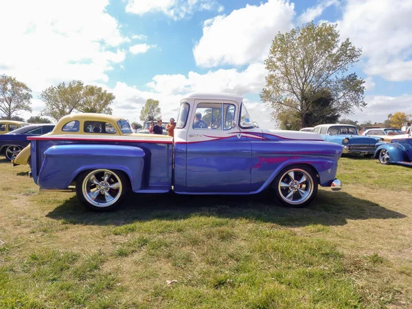 Oud Blauw Hulpprogramma Chevrolet Chevy Apache Pick Truck 1958 Door — Stockfoto