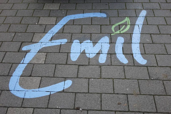 Sign Parking Place Exclusively Charging Emil Ecarsharing Electric Cars Green — Stock Photo, Image