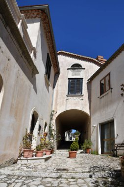 A beautiful view of a narrow street in Gesualdo, a small village in the province of Avellino, Italy