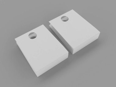 Gri arka planda beyaz alışveriş çantalarının üç boyutlu bir çizimi