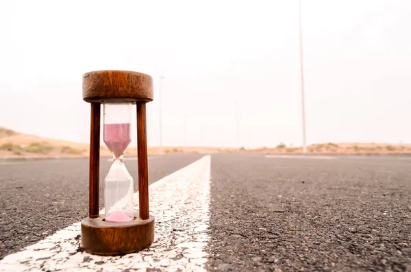 Time Concept Alarm Hourglass Asphalt Street — Stock Photo, Image