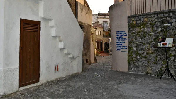 Narrow Street Painted Murals Village Calabria Region Italy — Stock Photo, Image