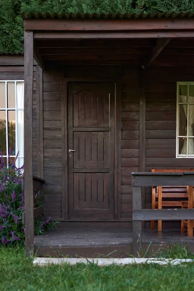 Door Remodeled Train Carriage Country House Forest Summer — Foto Stock