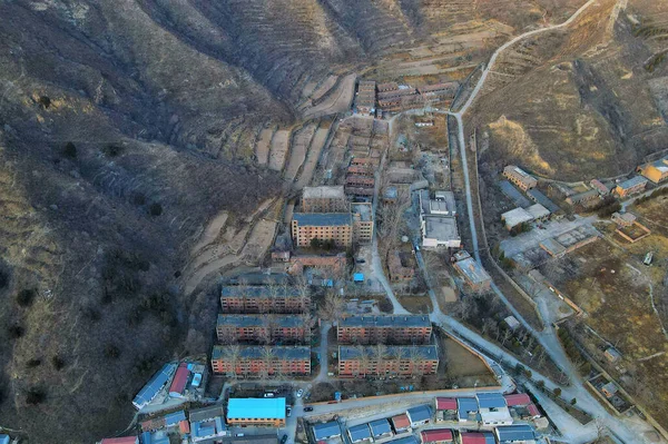 Aerial Shot Abandoned Factories Mountains China — Stock Photo, Image
