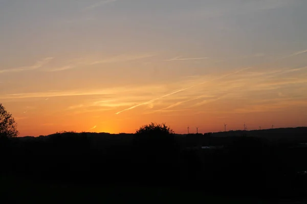 Het Prachtige Uitzicht Oranje Lucht Bij Zonsondergang — Stockfoto