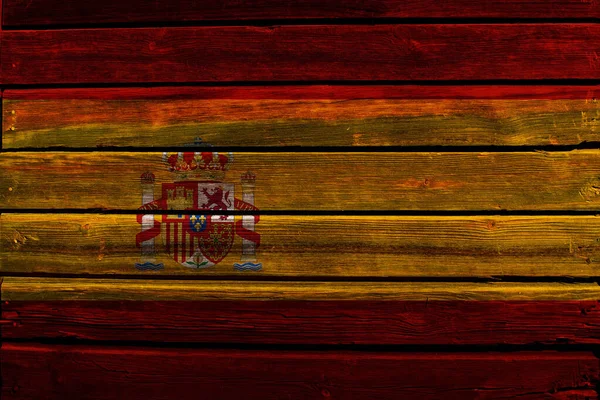 Eine Flagge Spaniens Auf Einer Holzwand — Stockfoto