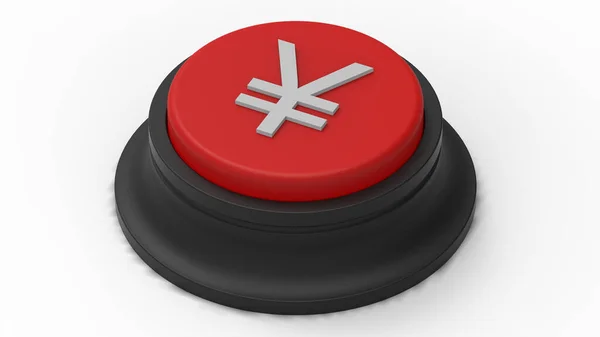 Red Button Isolated Yuan Yen Illustration Render — Stock Photo, Image