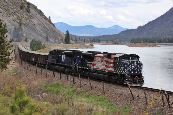 Montana Rail Link 4407 Veterans Unit Leading Ballast Train Plains — Photo