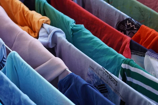 Colorful Clothes Drying Rack — Stock Photo, Image