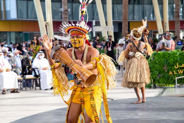 Papua New Guinea Island First Nation Dancers Expo2020 Dancing Traditional —  Fotos de Stock