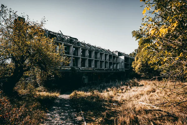 Beautiful Shot Abandoned Building Natural Place Full Trees Herbs Budapest — Stock Photo, Image