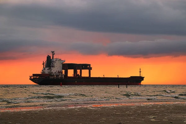 Tanker Sunset Nordsea Netherland — Stock Photo, Image