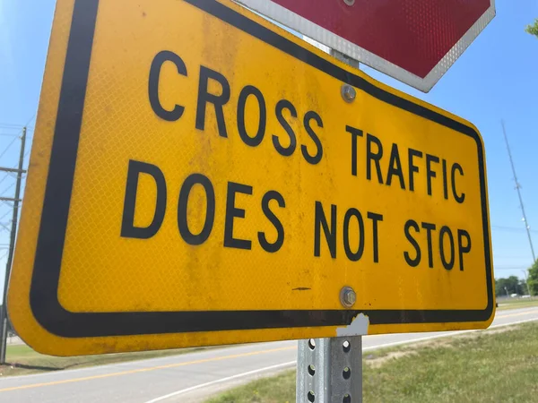 Augusta Usa Street Traffic Signs Cross Traffic Does Stop Close — ストック写真