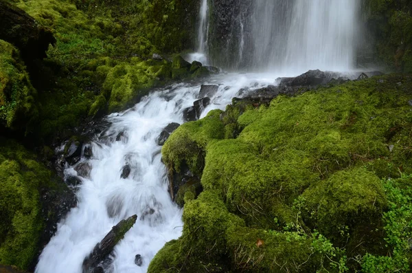 Mesmerizing View Waterfall Flowing Mossy Rocks Forest — Stock Photo, Image