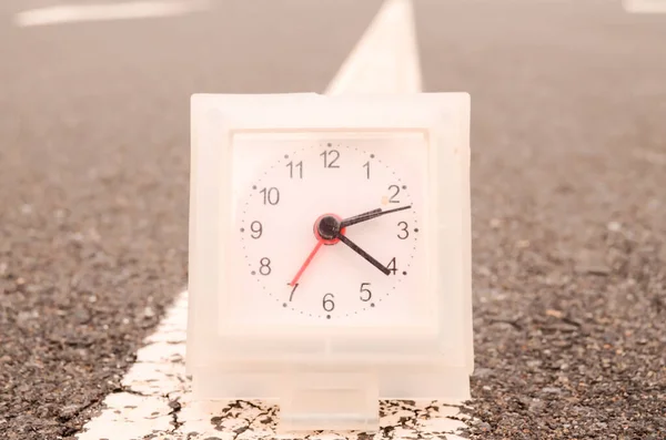 Time Concept Alarm Clock Asphalt Street — Stock Photo, Image