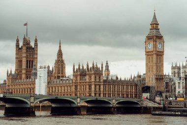 The beautiful shot of the Big Ben tower and  the Westminster view in the daytime, London, England