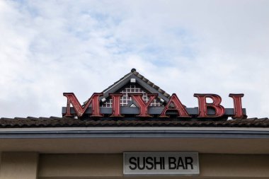Grovetown, Ga USA - 07 19 21: Miyabi Japanese Steakhouse and Sushi restaurant building sign