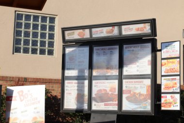 Augusta, Ga USA - 12 04 21: Bojangles fast food restaurant drive thru menu