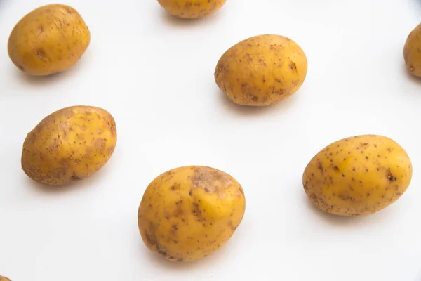 Closeup Potatoes Isolated White Background — Stock Photo, Image