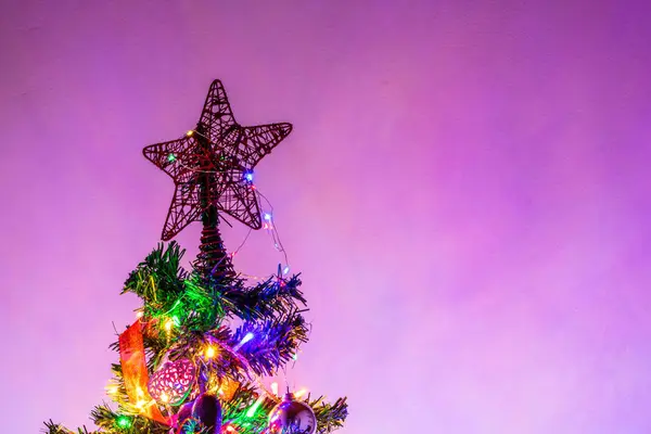 Closeup Shot Christmas Tree Lights Decorations — Stock Photo, Image