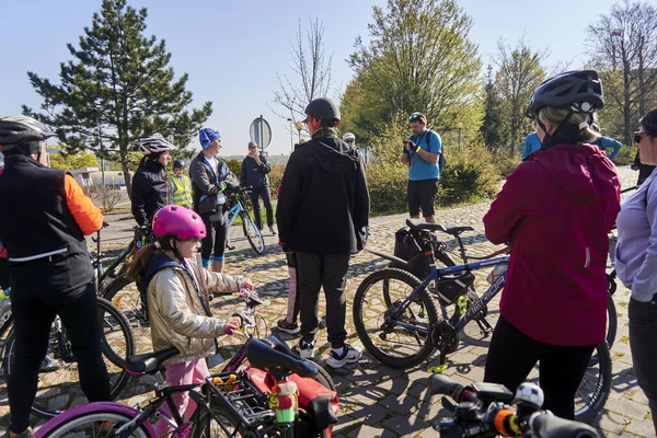 Grupo Personas Reunidas Para Viaje Bicicleta Organizado Por Moj Sportowy — Foto de Stock