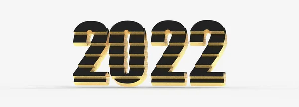 Rendering Layered Black Gold Inscription 2022 White Background — Stockfoto