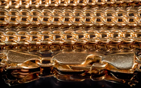 Macro Shot 750 18K Gold Standard Gold Necklace Black Background — Stock Photo, Image