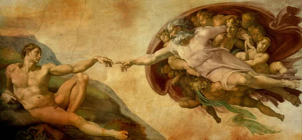 Michelangelo 'nun Sistine Şapeli' nde yaptığı Adem 'in bir resmi.