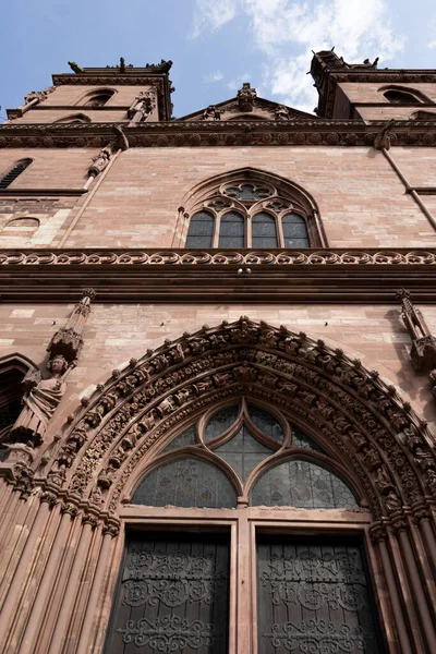 Vertical Low Angle Shot Basel Minster Protestant Church Basel Switzerland — Stock Photo, Image