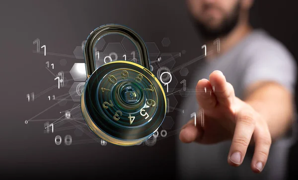 3D rendering of digital lock, concept of cybersecurity information