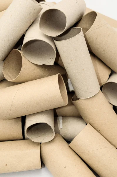 Empty Toilet Rolls Stack Black Background — Stock Photo, Image