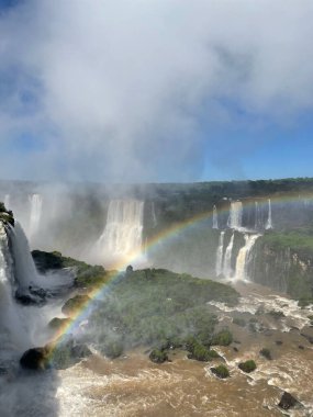 A Iguazu Falls waterfalls of the Iguazu River on the border of the Argentine and Brasil