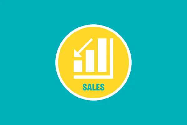 Digital Yellow Sales Icon Turquoise Background — Photo