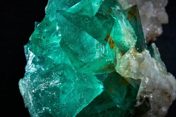 Closeup Rare Mineral Row Uncut Green White Crystal — Stock Photo, Image