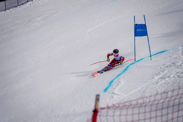 Ung Slalomskidåkare Banffs Sunshine Village Kanada — Stockfoto