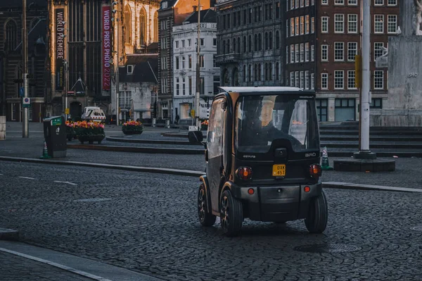 Electric Car Streets Amsterdam Netherlands Early Hours Morning — Stock Photo, Image
