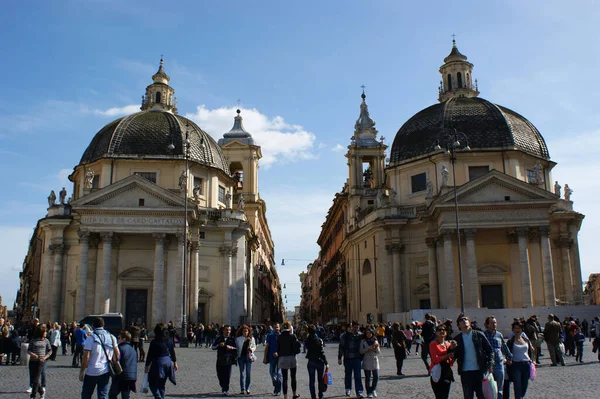 Group People Piazza Del Popolo Rome Italy — Photo