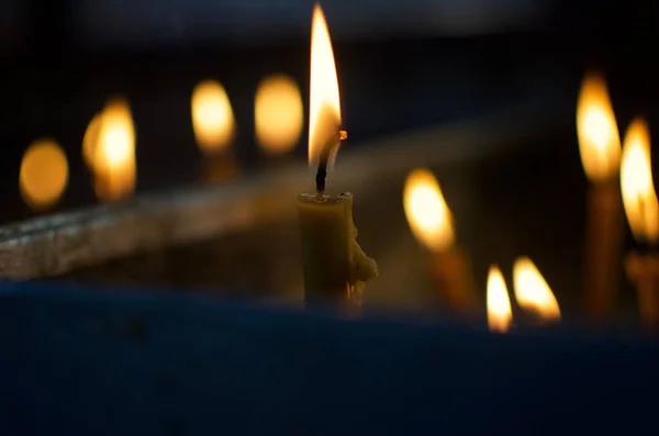 Selective Focus Shot Burning Candles — Stok fotoğraf