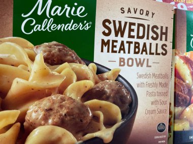 Grovetown, Ga USA - 05 04 22: Retail store frozen food Marie Callenders swedish meatballs
