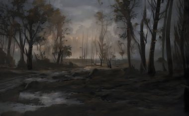 Önünde göl olan bir dağ resmi.